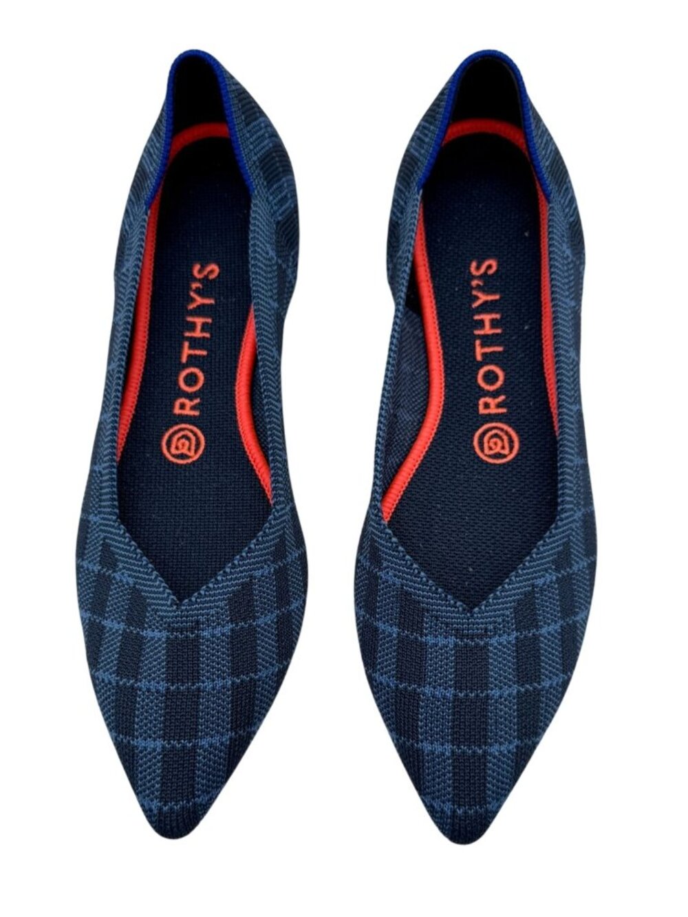 Rothy's The Point Indigo gingham Plaid Ballet Flats - Size 8